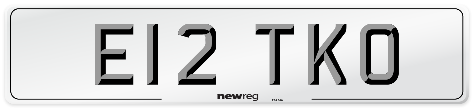 E12 TKO Number Plate from New Reg
